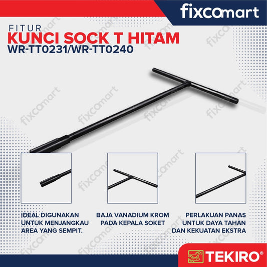 FIXCOMART - Tekiro Kunci Sok T Hitam Satuan Ukuran 7 - 19 mm - Kunci Shock T Tekiro