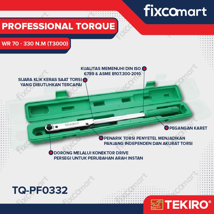 Tekiro Kunci Torsi Profesional 1/2 Inch 70-330 N.M (T3000) / Tekiro Kunci Momen / Kunci Torque