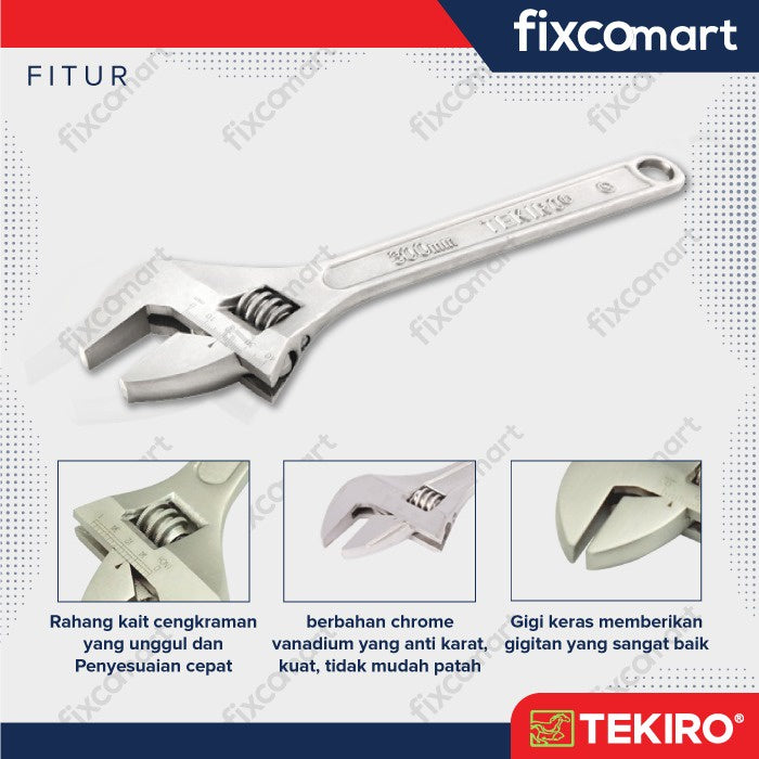 TEKIRO Kunci Inggris 8" - 10" TIPE 'EU