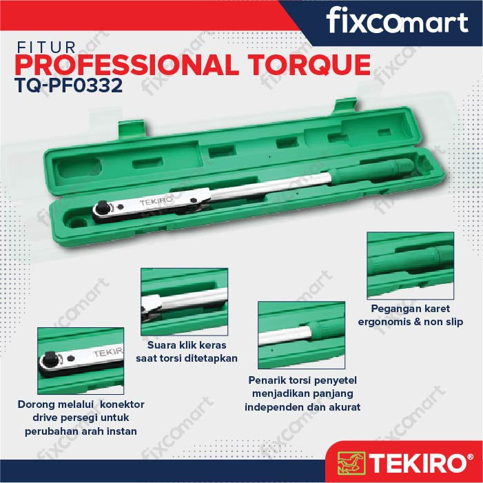 Tekiro Kunci Torsi Profesional 1/2 Inch 70-330 N.M (T3000) / Tekiro Kunci Momen / Kunci Torque