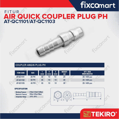 Tekiro Quick Coupler Plug PF / PH / PM / PP Sambungan Selang Kompresor
