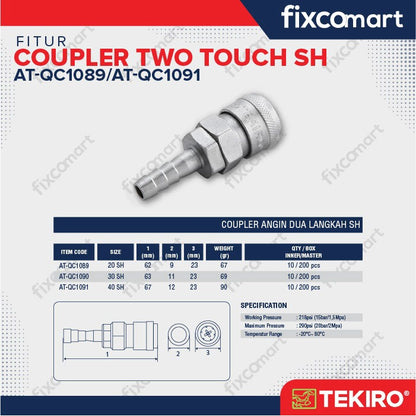 Tekiro Quick Coupler Two Touch 20 / 30 / 40 SF / SH / SM / SP Sambungan Selang Kompresor