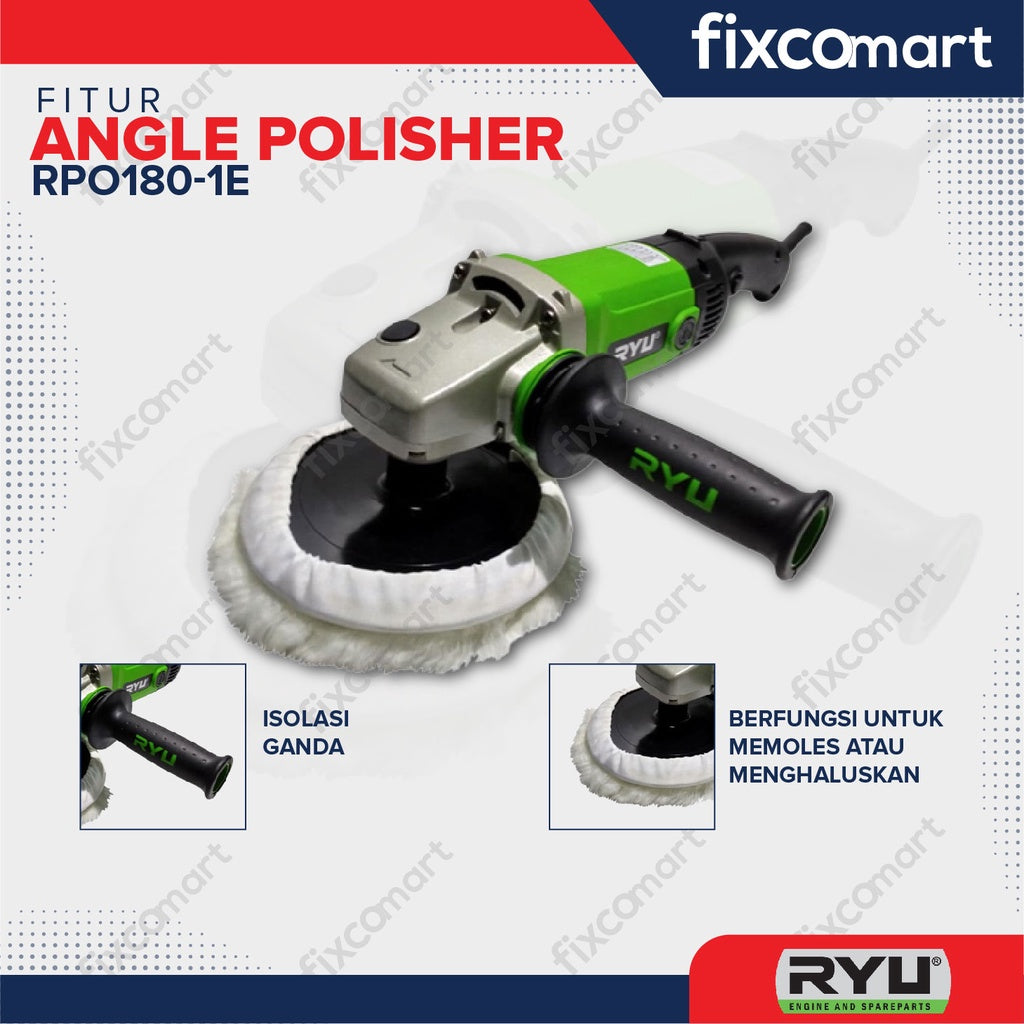 RYU ANGLE POLISHER 7" RPO 180-1E - MESIN POLES MOBIL & MOTOR