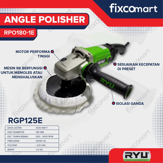 RYU ANGLE POLISHER 7" RPO 180-1E - MESIN POLES MOBIL & MOTOR