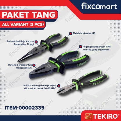 Tekiro Tang Kombinasi 7" , Lancip 6" , Potong 6" Paket Set Murah