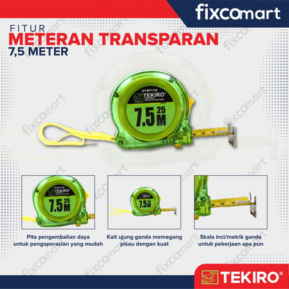 Tekiro Meteran Transparan 7.5 M / Tekiro Alat Ukur Manual