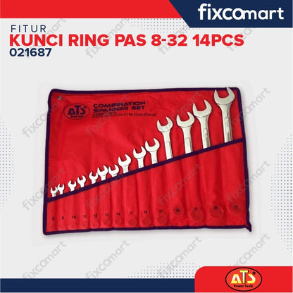 Kunci Ring Pas ATS SET 14 pcs ( 8-32mm)