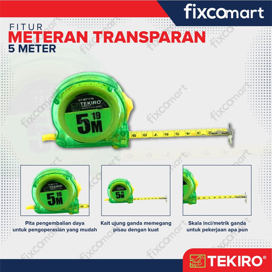 TEKIRO Meteran Transparan Ukuran 5 M / Tekiro Measurement Tape
