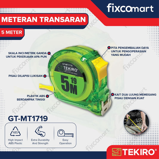 TEKIRO Meteran Transparan Ukuran 5 M / Tekiro Measurement Tape