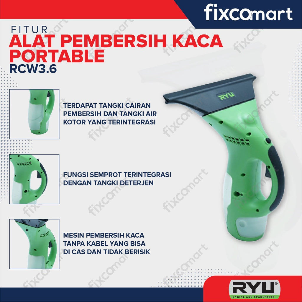 RYU Alat Pembersih Kaca - Ryu Cordless Window Cleaner RCW3.6