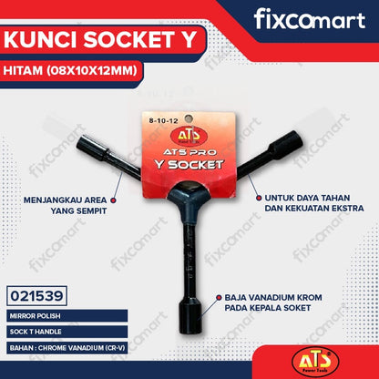 KUNCI SOCKET Y HITAM "ATS" 8X10X12MM