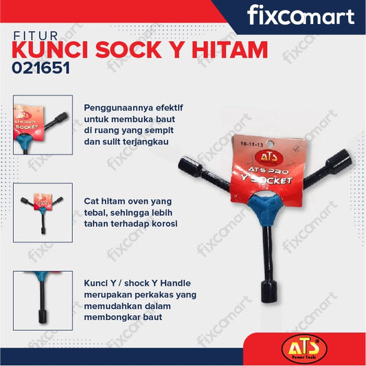 KUNCI SOCKET Y HITAM "ATS" 10X11X13MM