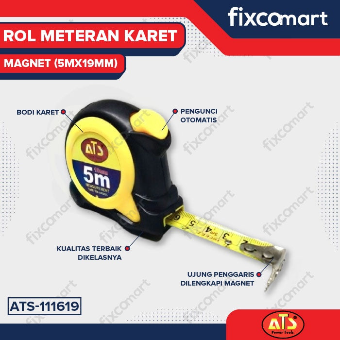ROL METERAN KARET MAGNET "ATS" 5MX19MM