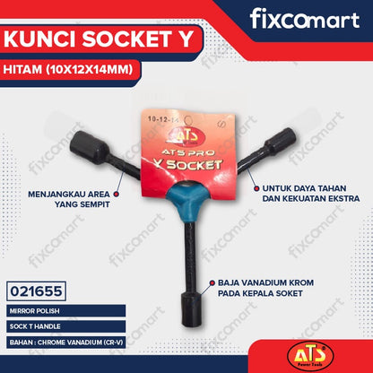KUNCI SOCKET Y HITAM "ATS" 10X12X14MM