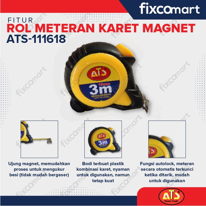 ROL METERAN KARET MAGNET "ATS" 3MX19MM