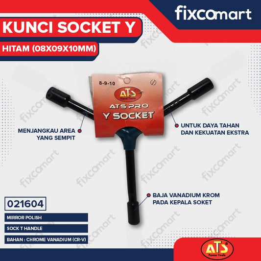 KUNCI SOCKET Y HITAM "ATS" 8X9X10MM