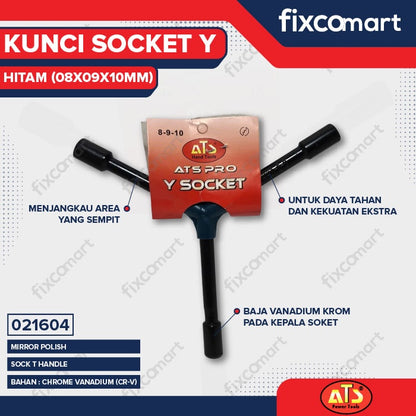 KUNCI SOCKET Y HITAM "ATS" 8X9X10MM