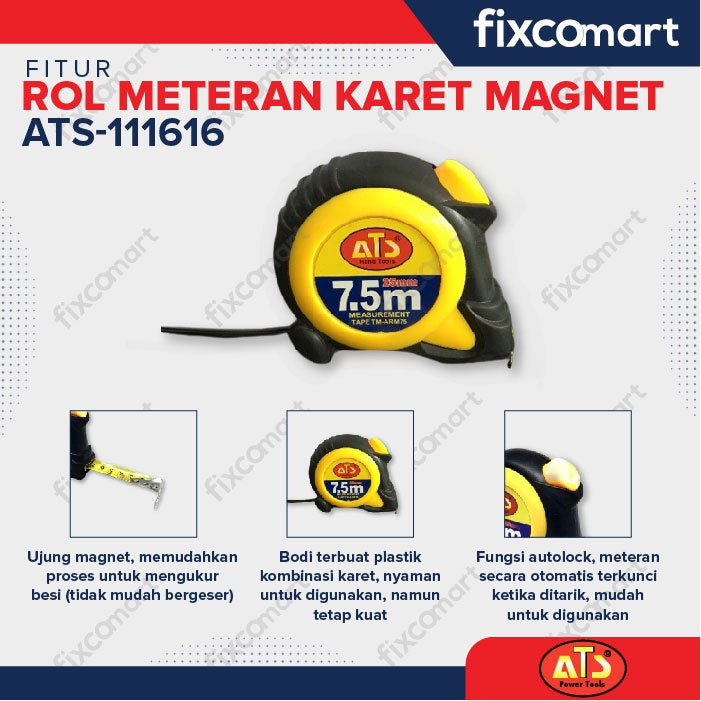 ROL METERAN KARET MAGNET "ATS" 7.5MX25MM
