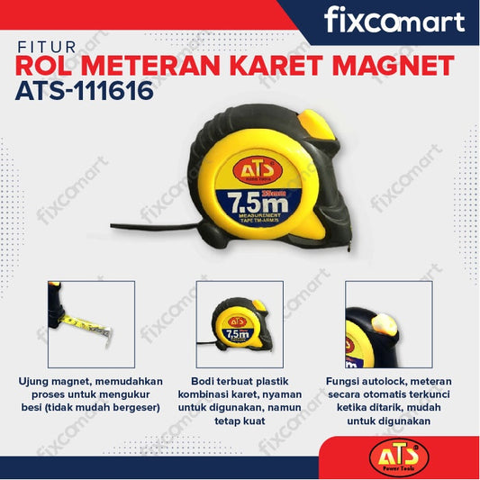 ROL METERAN KARET MAGNET "ATS" 7.5MX25MM