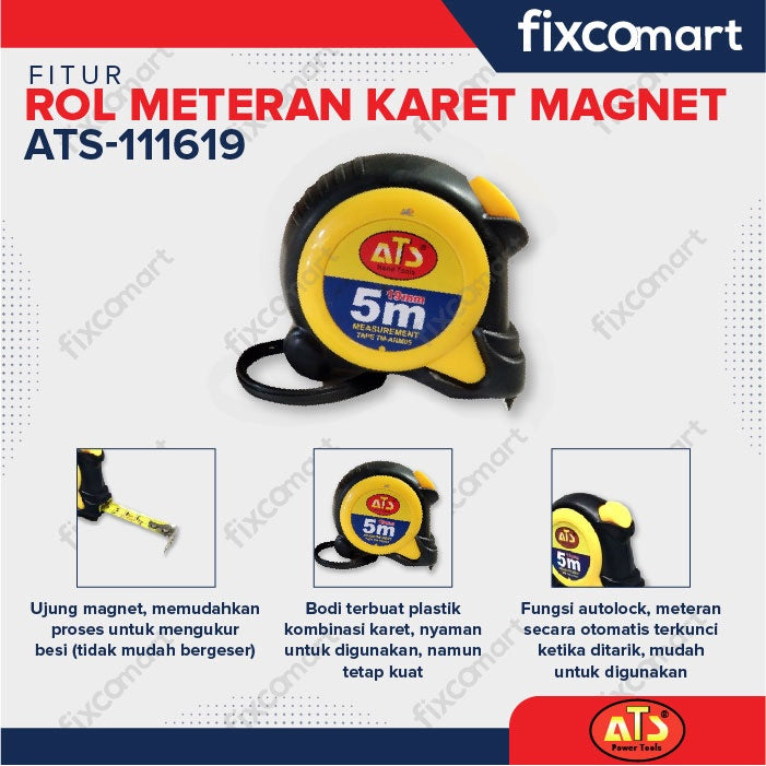 ROL METERAN KARET MAGNET "ATS" 5MX19MM