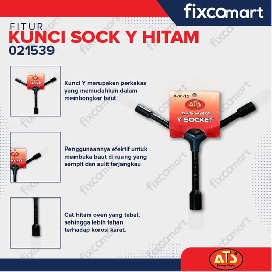 KUNCI SOCKET Y HITAM "ATS" 8X10X12MM