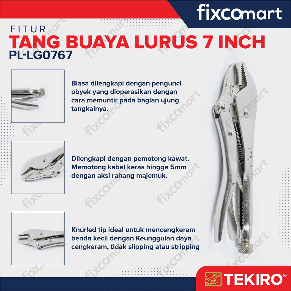 Tekiro Tang Buaya Lurus 7 Inch / Locking Grip