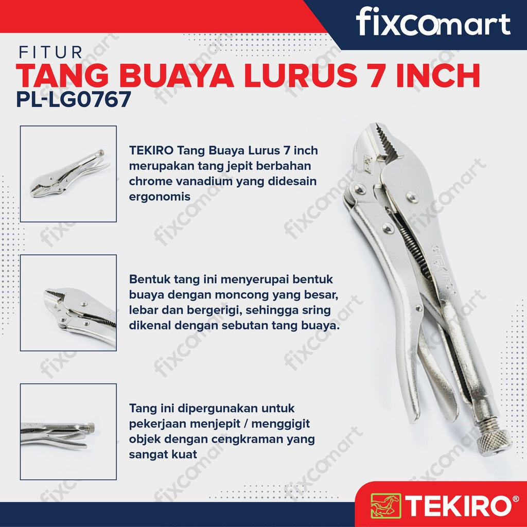 Tekiro Tang Buaya Lurus 7 Inch / Locking Grip