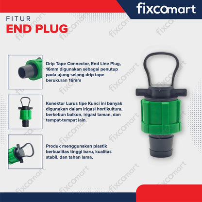End Plug Drip Tape 16 mm End Cap Penutup Penyumbat Lock Nut Fitting