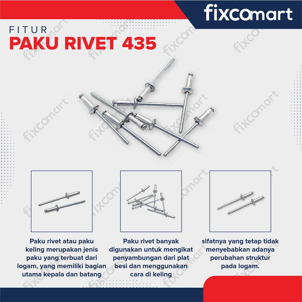 Paku Rivet Pack Paku Rivet Paket 100 PCS – FIXCOMART