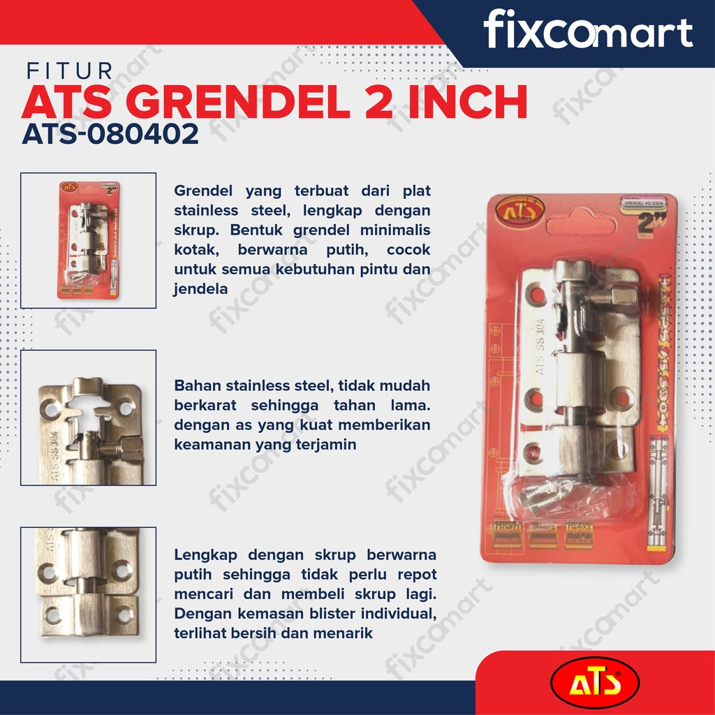 Grendel Pintu , Selot Jendela Slot Pintu 2,3,4,6,8,10,12 inch  ATS