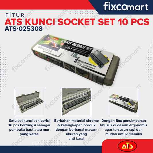 Kunci Socket Set ATS - Sock Set 10 pcs