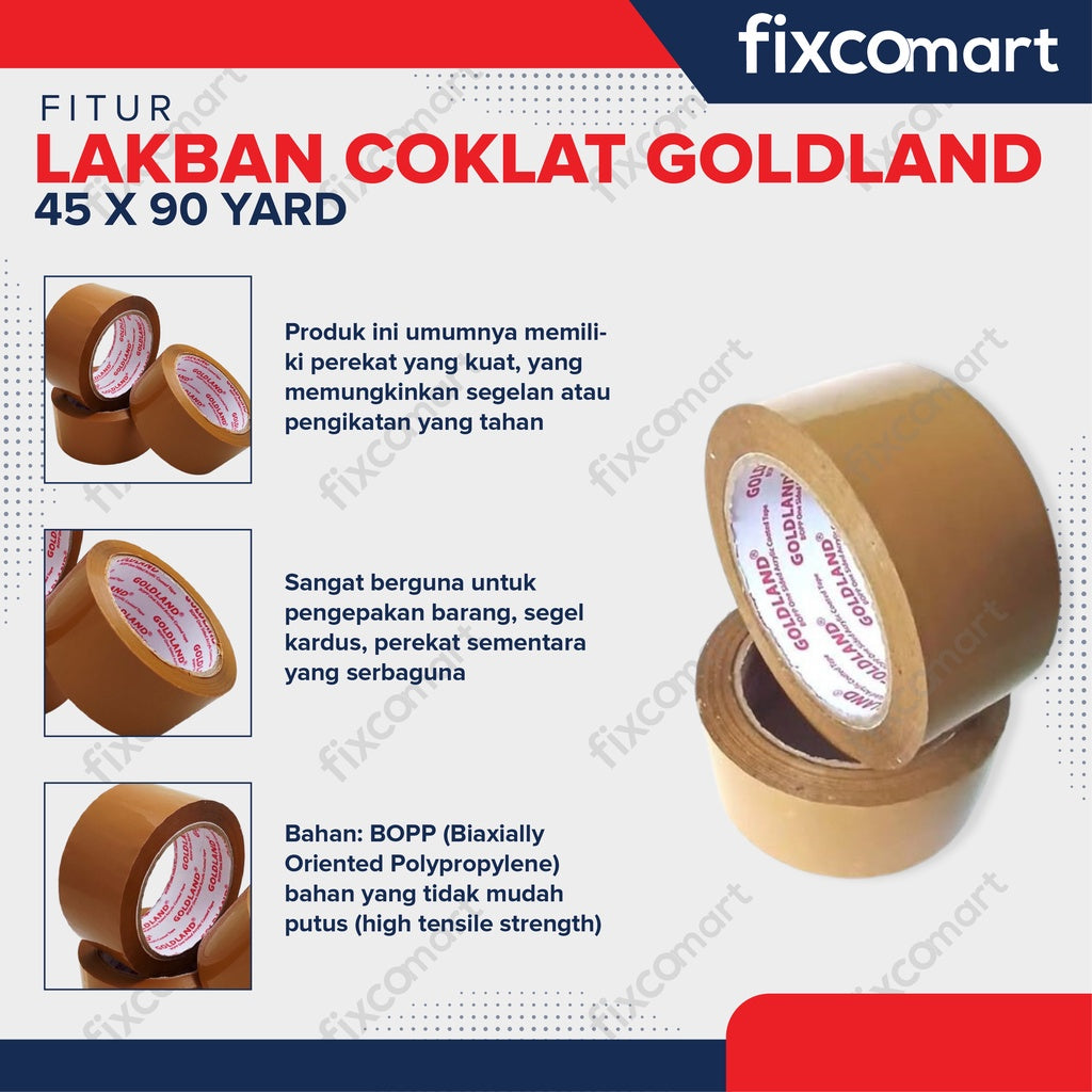Lakban Bening Coklat GOLDLAND 45 MM x 90 Yard