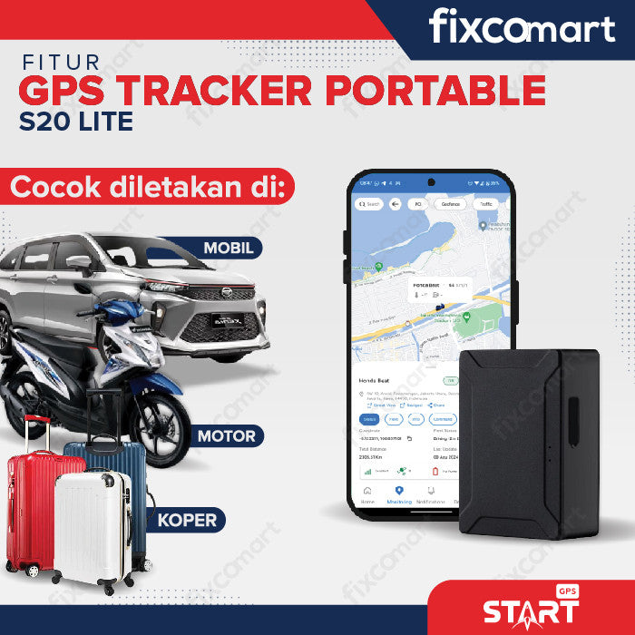 GPS Tracker PORTABLE Magnet Alat Pelacak Kendaraan Motor Mobil - Start GPS S20 Lite Alat Keamanan Kendaraan Mobil Motor Koper Tas