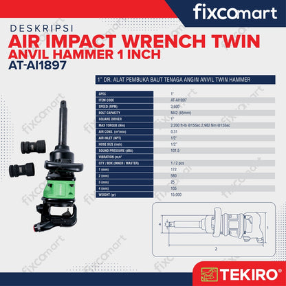Tekiro Twin Hammer Air Impact Wrench 1 Inch