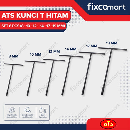 Kunci T Sock Set 5 Pcs  ATS 8 - 10  - 12 - 14 - 17 mm HITAM
