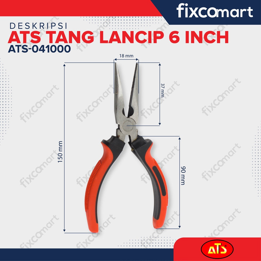 Tang lancip 6 inch ATS - Nose Pliers 6 inch