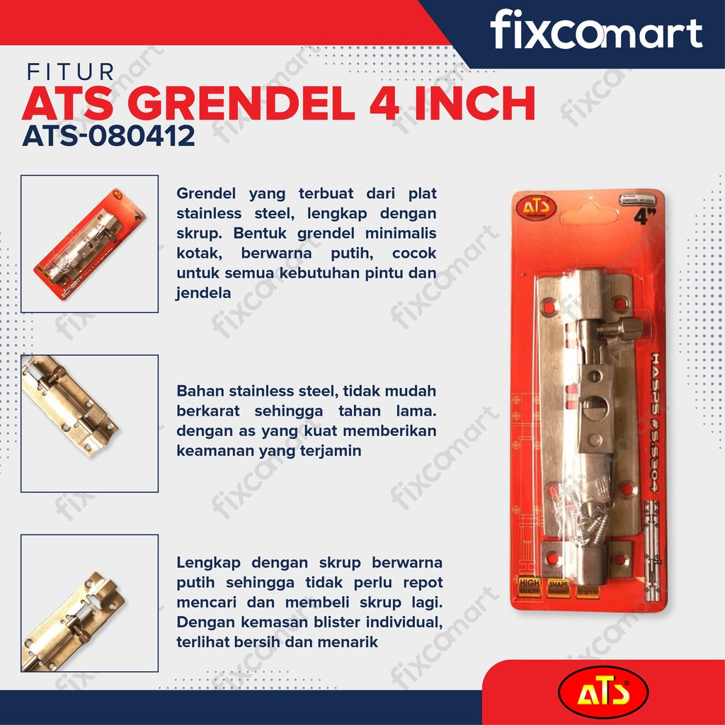 Grendel Pintu , Selot Jendela Slot Pintu 2,3,4,6,8,10,12 inch  ATS