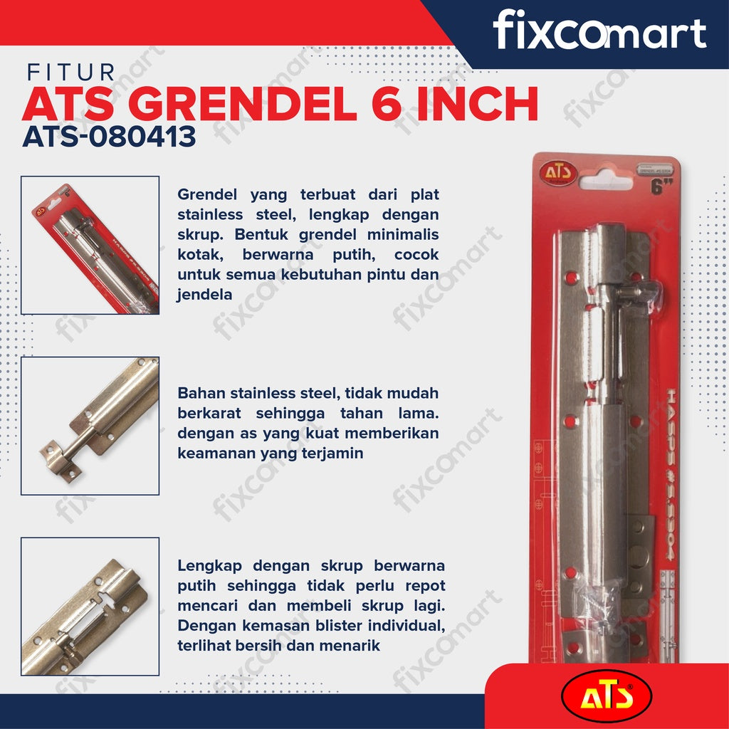 Grendel Pintu , Selot Jendela Slot Pintu 2,3,4,6,8,10,12 inch  ATS