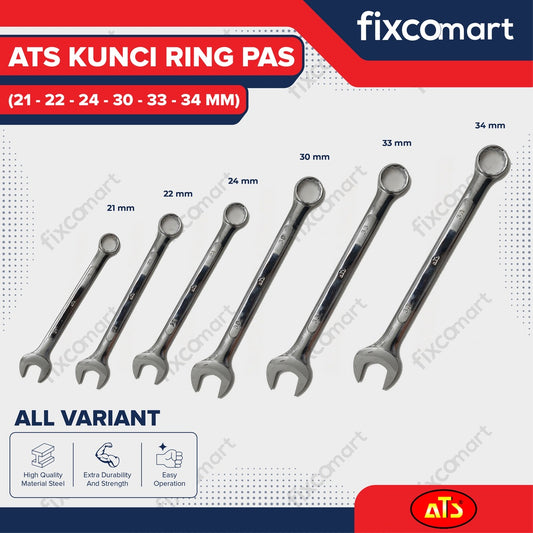 Kunci Ring Pas ATS - 21,22,24,30,33,34 MM
