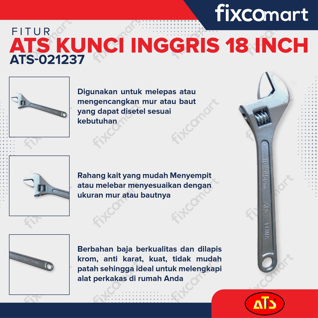 Kunci Inggris ATS -  Adjustable Wrench 18 inch