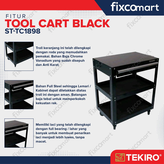 TEKIRO Tool Cart Black (Hitam)