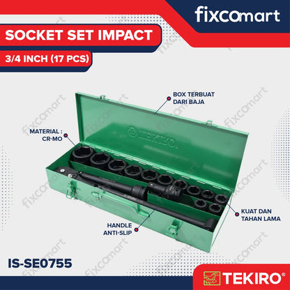 TEKIRO 3/4" Dr.Impact Socket (set) 6 PT 17 PCS