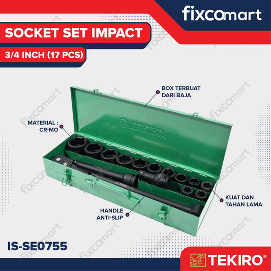 TEKIRO 3/4" Dr.Impact Socket (set) 6 PT 17 PCS