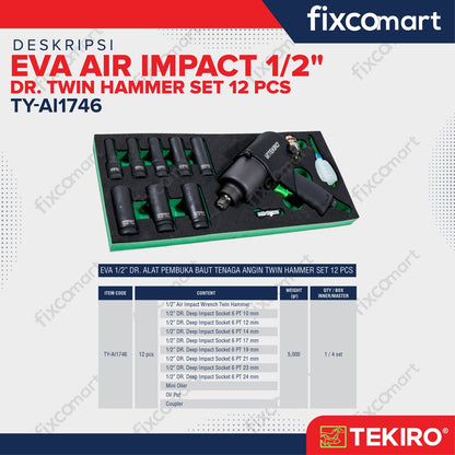 TEKIRO Eva Air Impact 1/2" DR. TWIN HAMMER SET 12 PCS