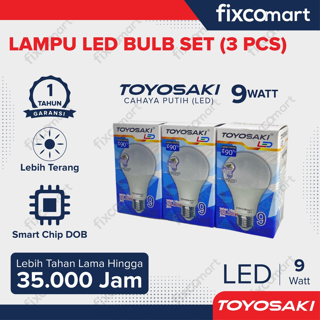 Lampu LED Bohlam Toyosaki 9W Paket Bundling GRATIS 1 Pcs 9 Watt