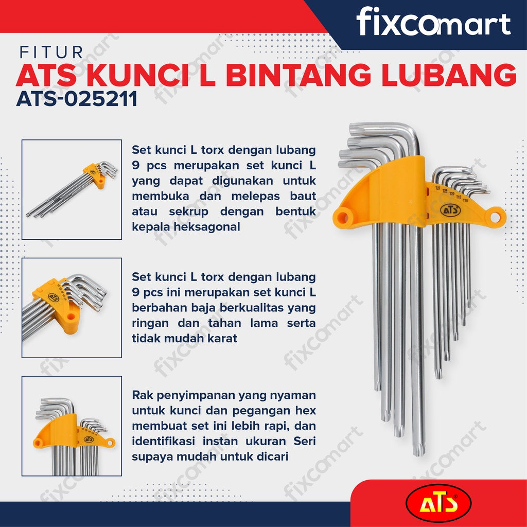Kunci L Set Bintang 9 Pcs T10-T50 0329L ATS