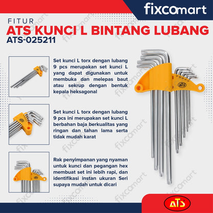 Kunci L Set Bintang 9 Pcs T10-T50 0329L ATS