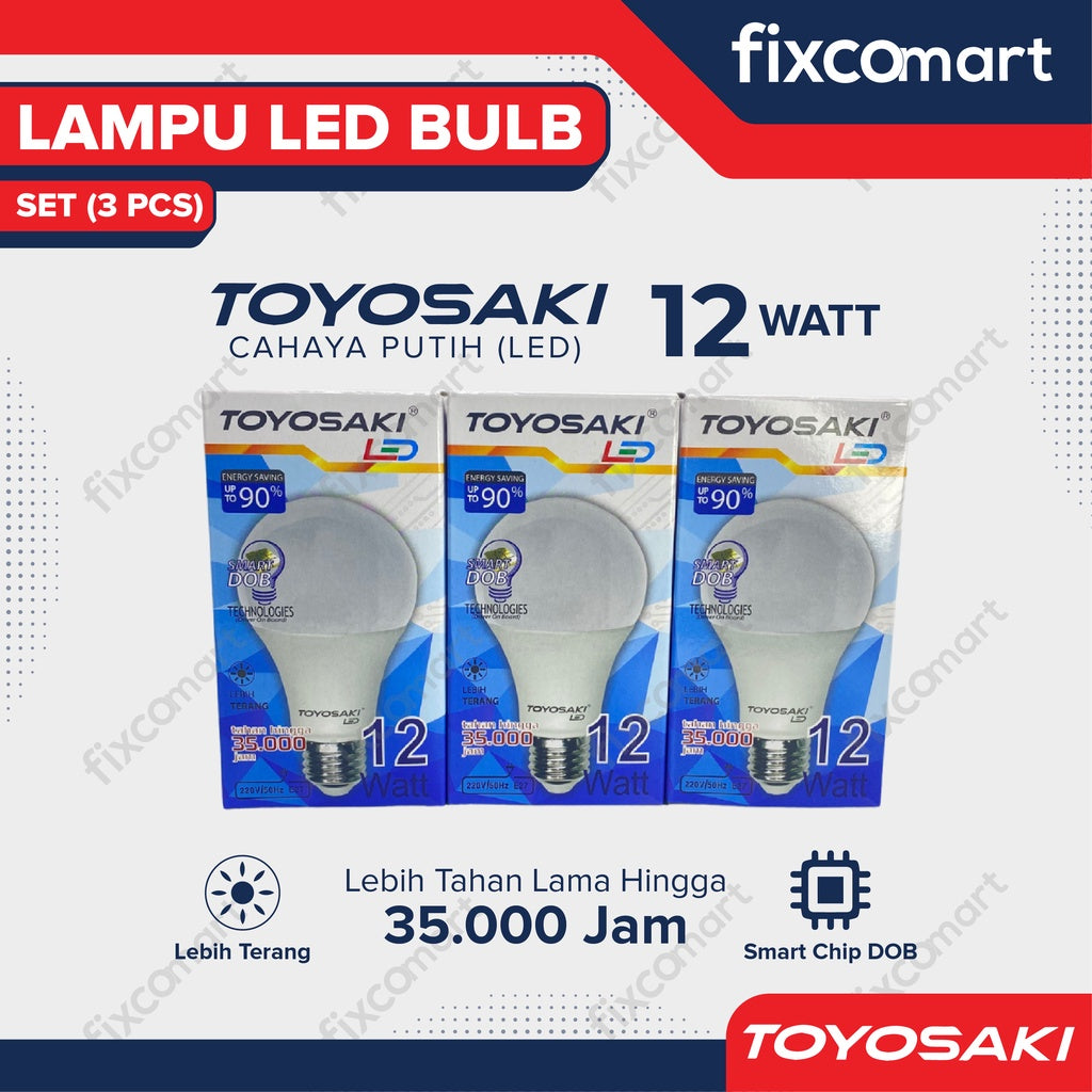 Lampu LED Bohlam Toyosaki 12W Paket Bundling GRATIS 1 Pcs 12 Watt