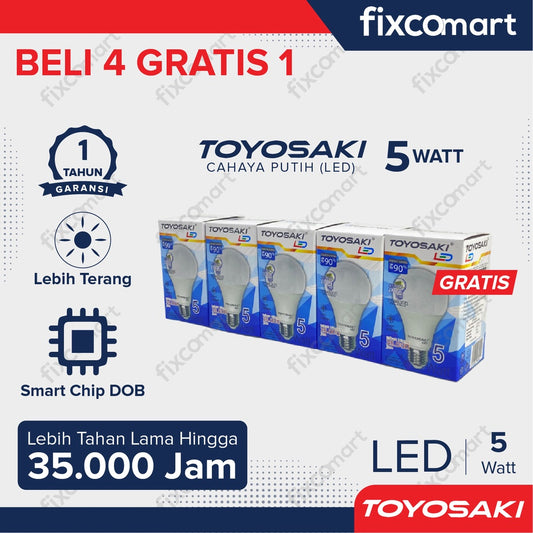 Lampu LED Bohlam Toyosaki 5W Paket Bundling GRATIS 1 Pcs 5 Watt