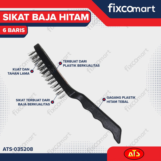 ATS Sikat Baja Hitam 6 Baris